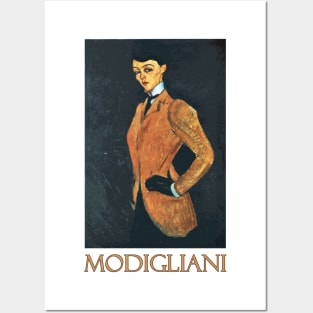 Woman in a Yellow Jacket (aka The Amazon) by Amedeo Modigliani Posters and Art